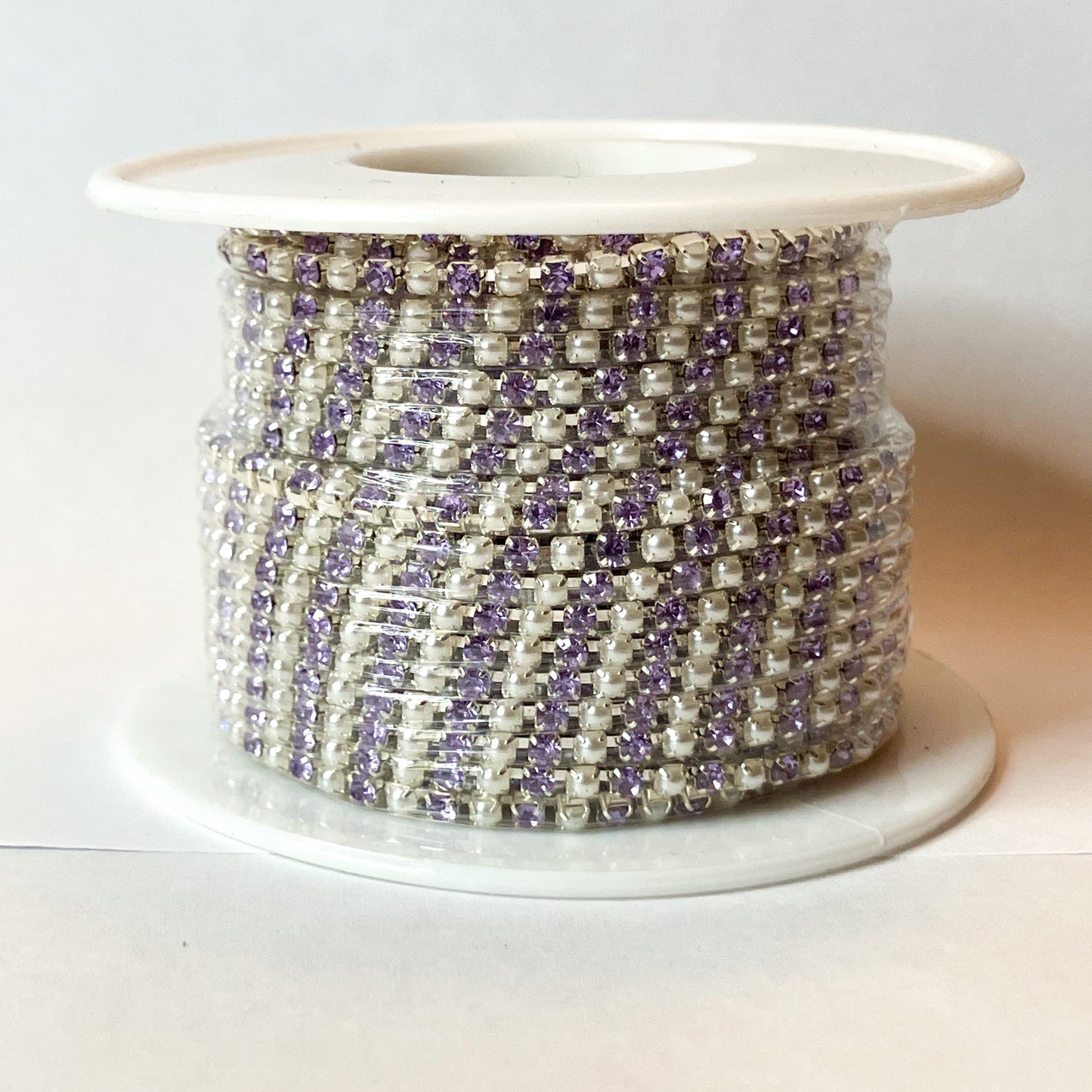 SS6 Purple Crystal & Pearl Banding – 10-Yard Roll