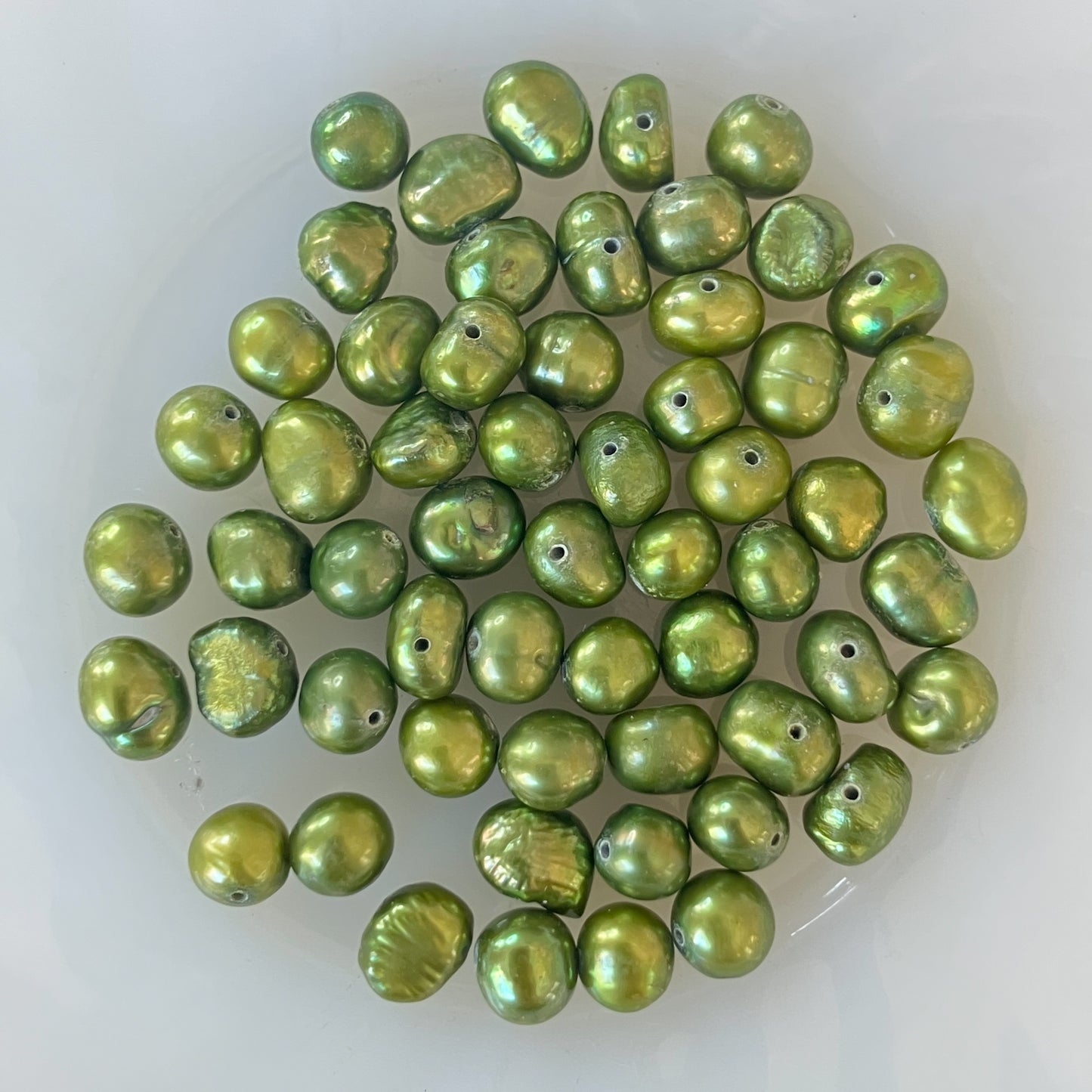 Set of 65 Green Freshwater Pearls