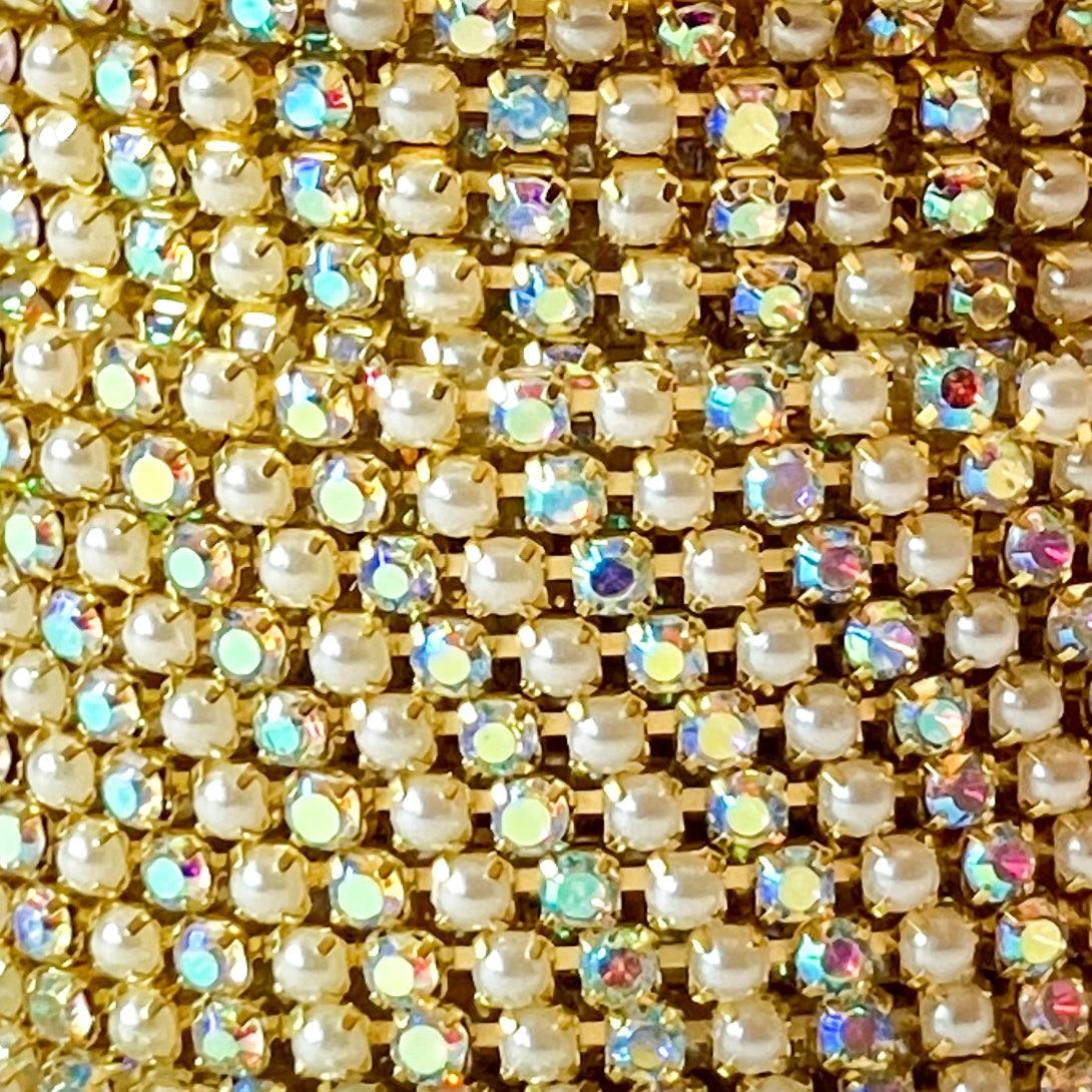 SS6 ABS Crystal & Pearl Gold Banding – 1 Yard or 10-Yard Roll