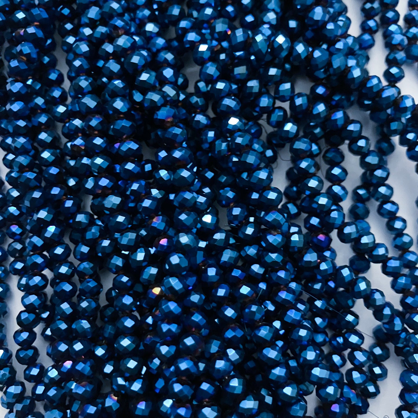 4mm Metallic Blue Crystal Beads (1 Strand, ~125 Beads)