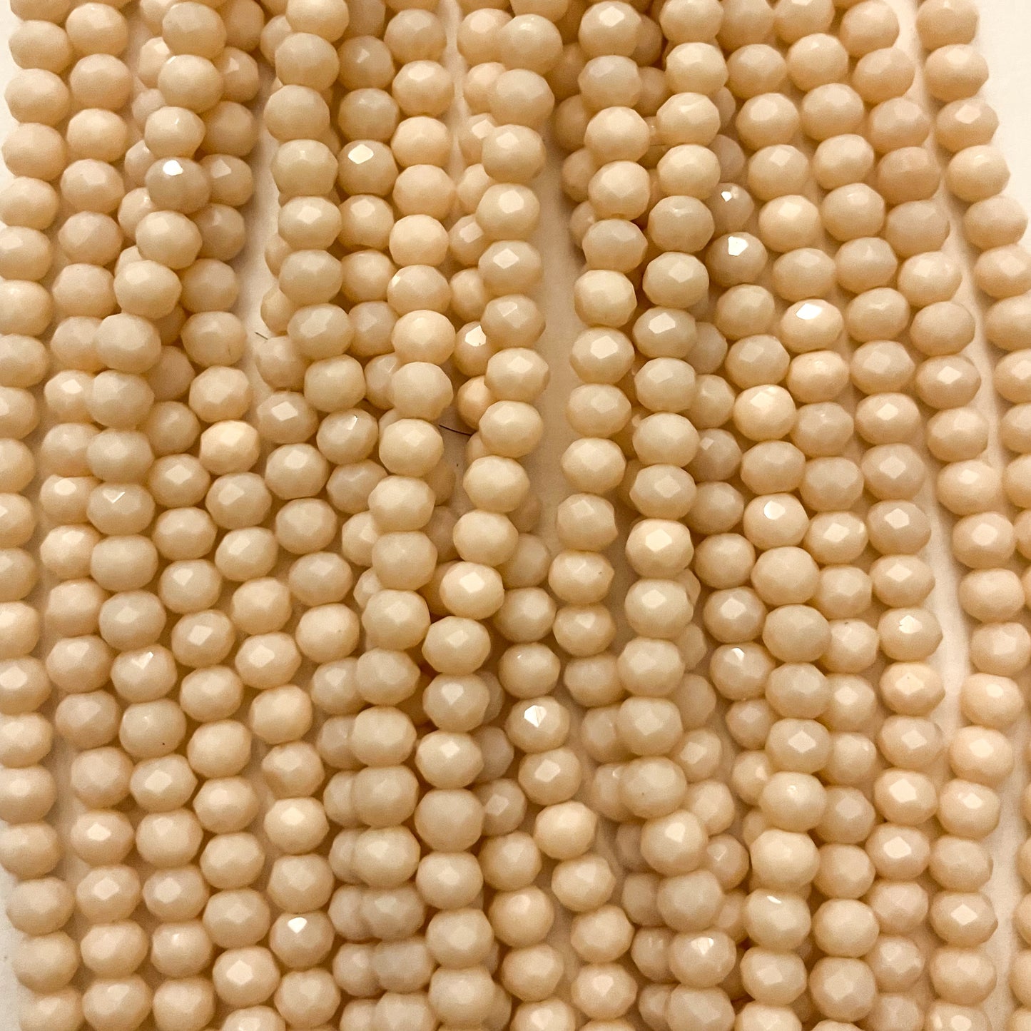 4mm Opaque Beige Crystal Beads (1 Strand, ~125 Beads)