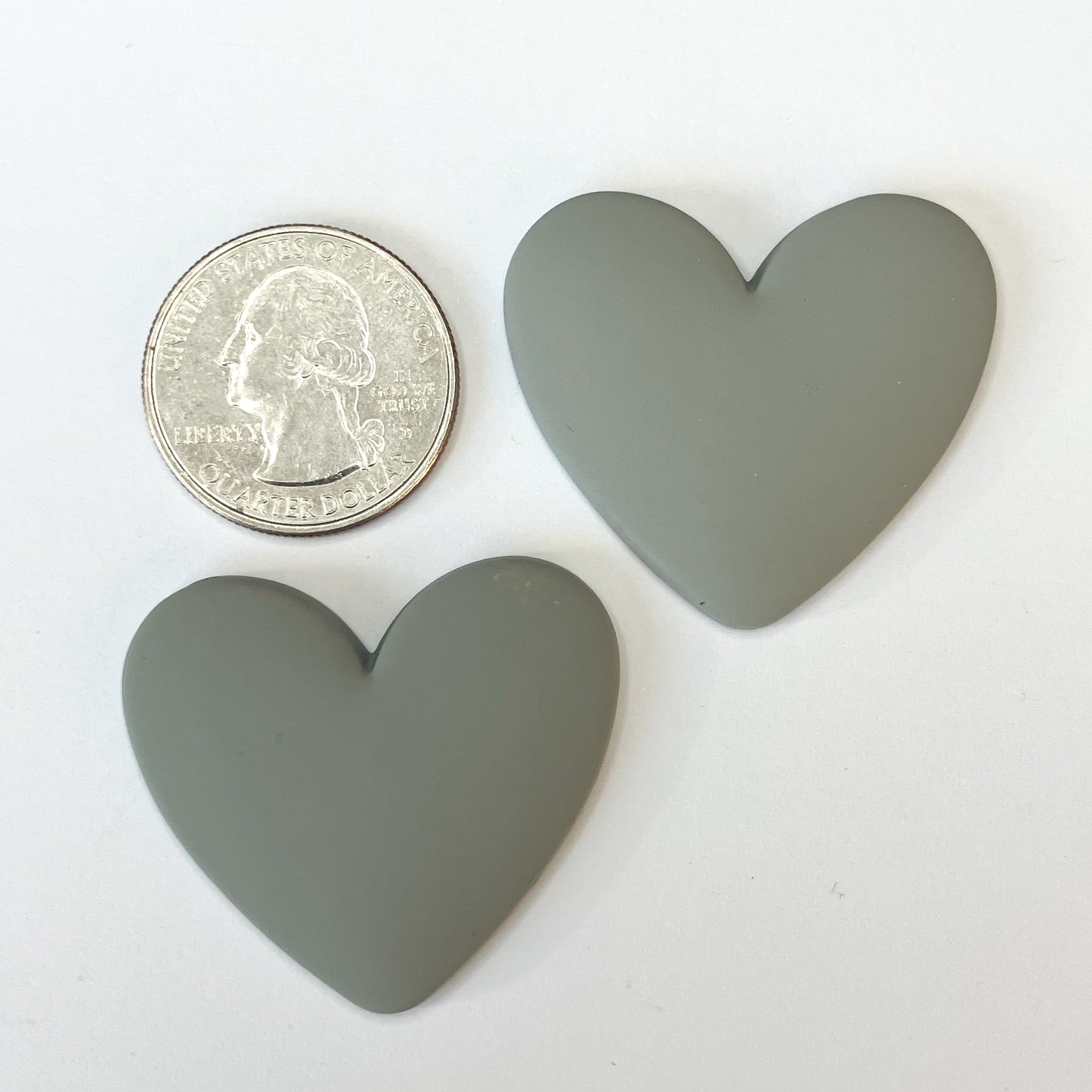 Gray Flatback Resin Heart Cabochons – Set of 2