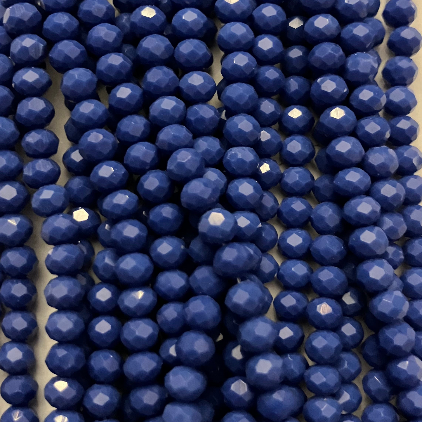 4mm Opaque Royal Blue Crystal Beads (1 Strand, ~125 Beads)