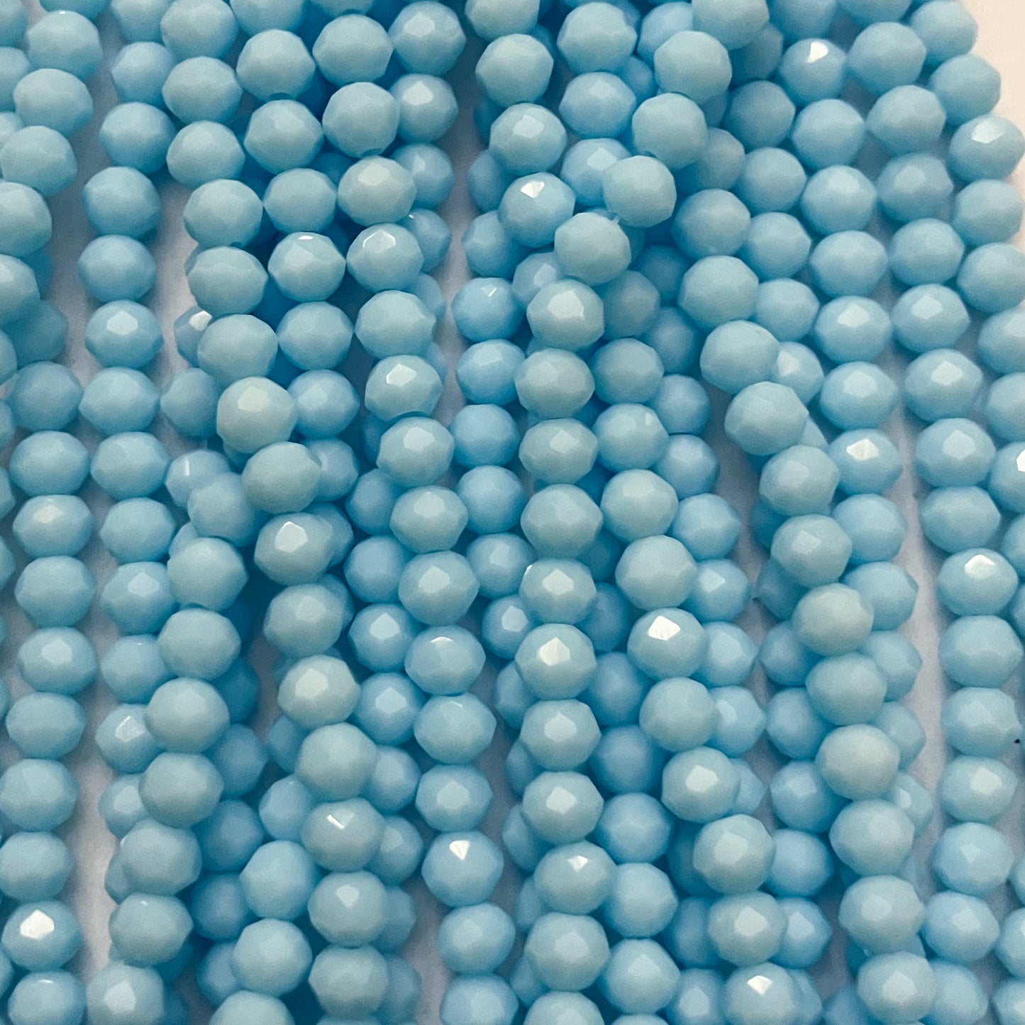 4mm Opaque Blue Crystal Beads (1 Strand, ~125 Beads)
