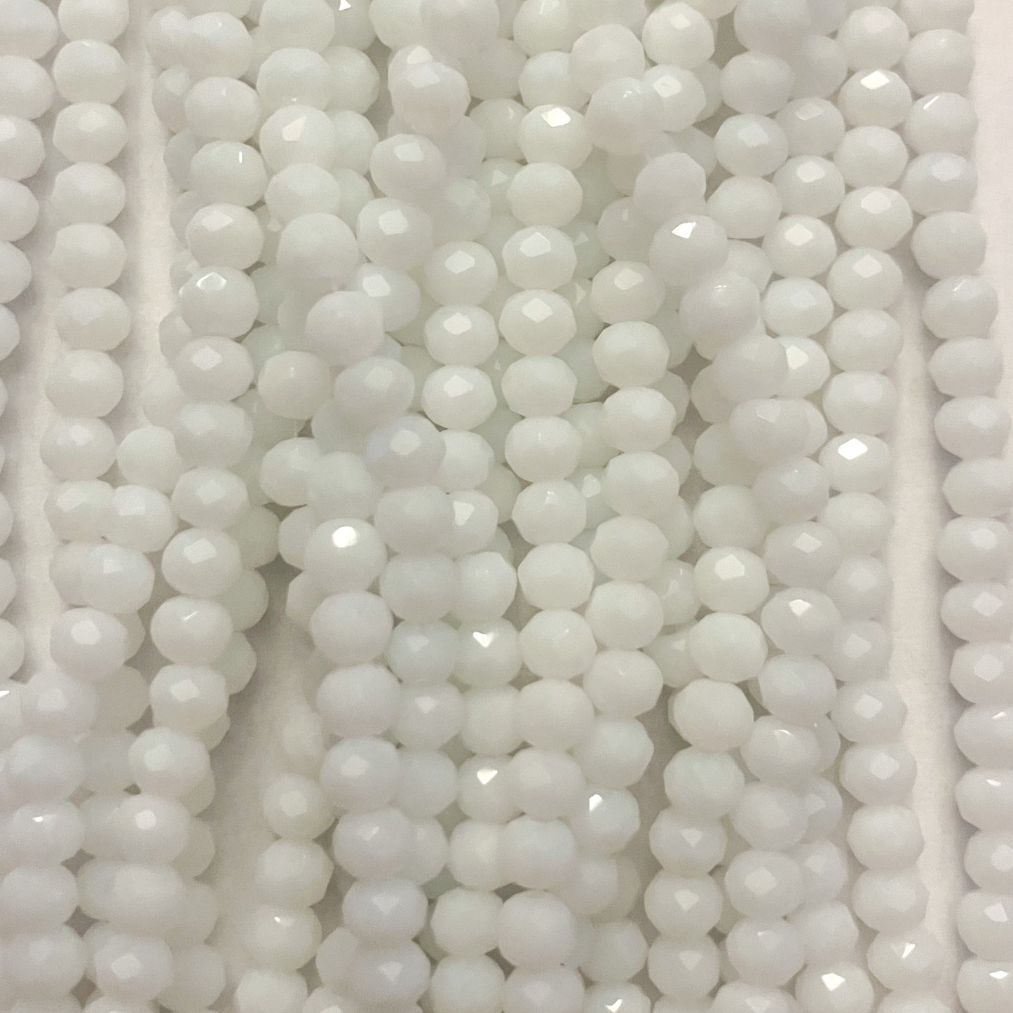 4mm Opaque White Crystal Beads (1 Strand, ~125 Beads)