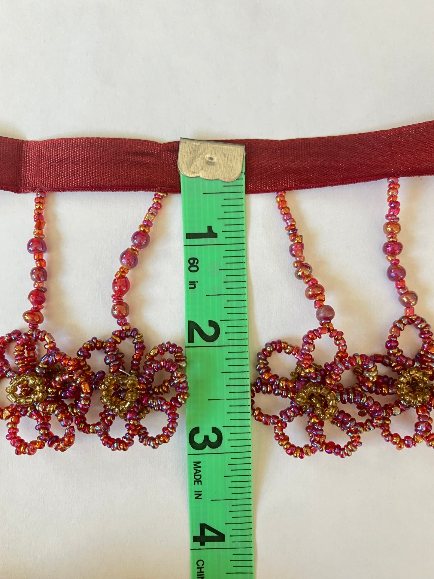 1 Yard of Red Floral Trim – Perfect for Ribbon Skirts & Decorative Projects