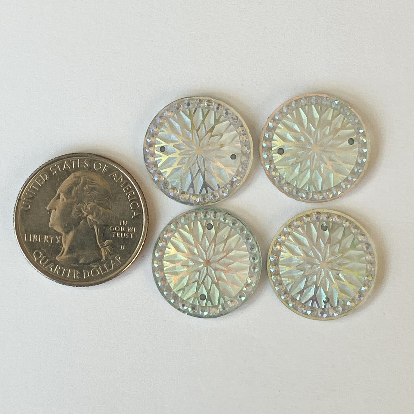 Clear Round Rhinestone Flatback Cabochons – Set of 4