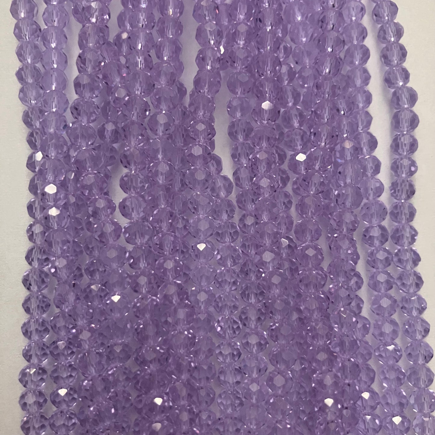 4mm Transparent Light Purple Crystal Beads (1 Strand, ~125 Beads)