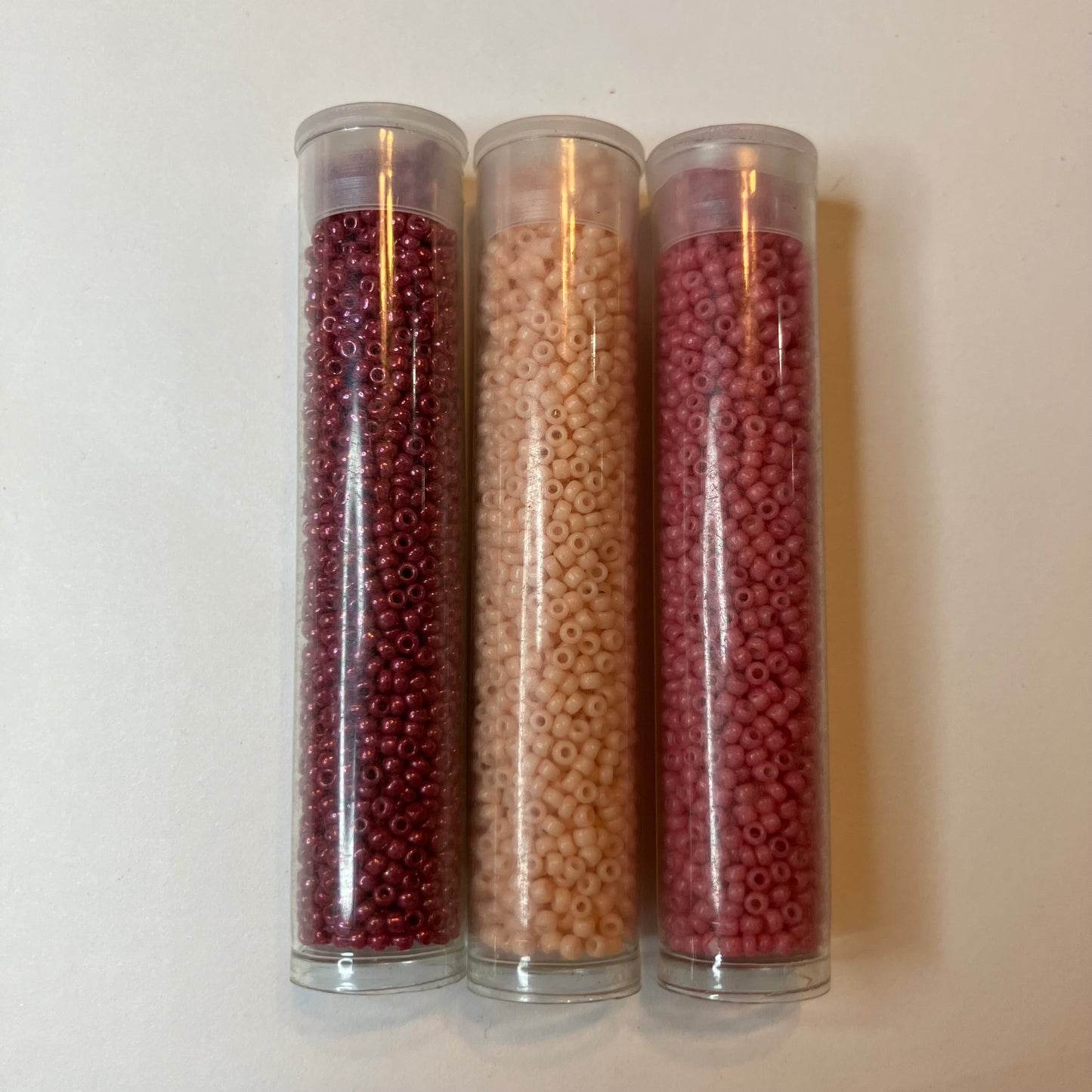 12/0 Pink Seed Bead Set – 2.5" Tubes (Set of 3)