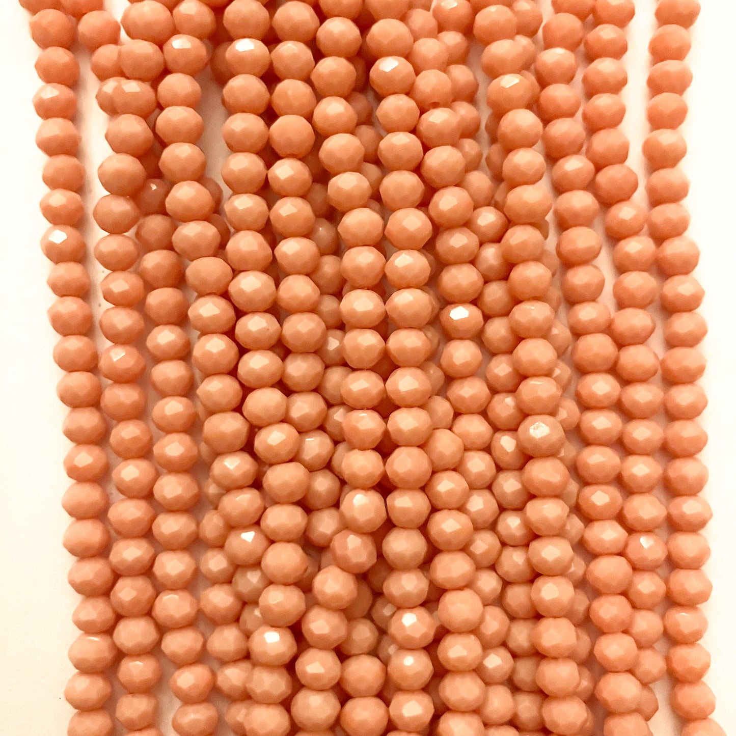 4mm Opaque Coral Pink Crystal Beads (1 Strand, ~125 Beads)