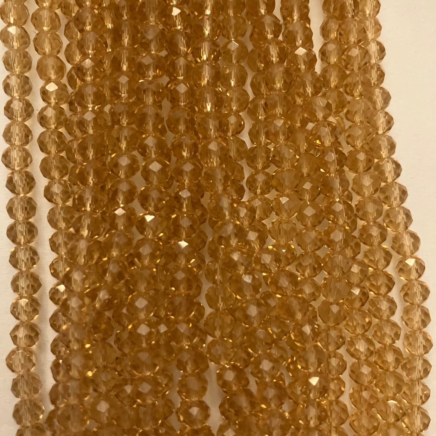 4mm Transparent Light Amber Crystal Beads (1 Strand, ~125 Beads)
