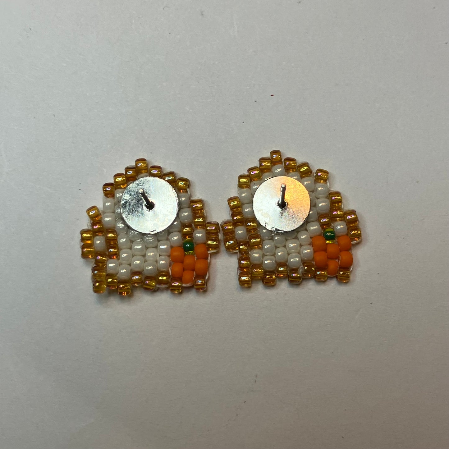 3/4" Beaded Ghost Pumpkin Earrings