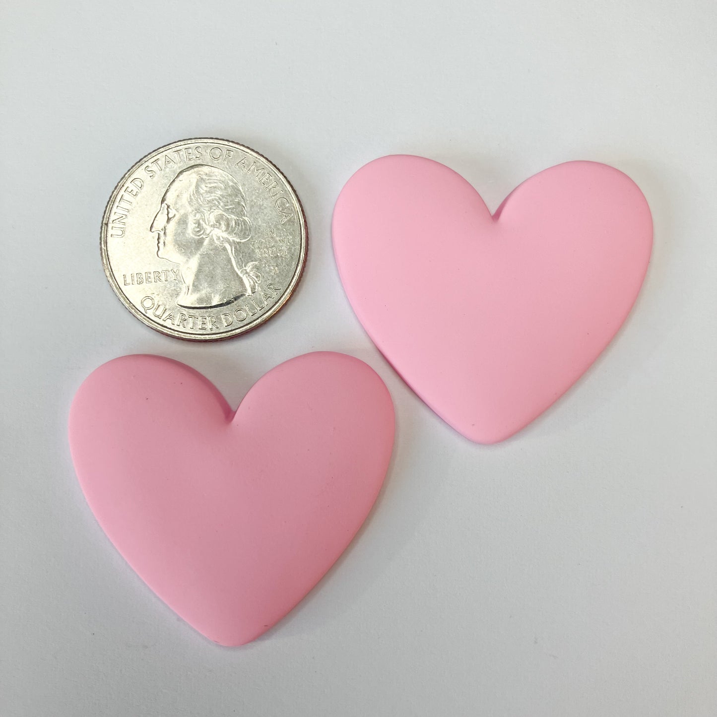 Pink Flatback Resin Heart Cabochons – Set of 2