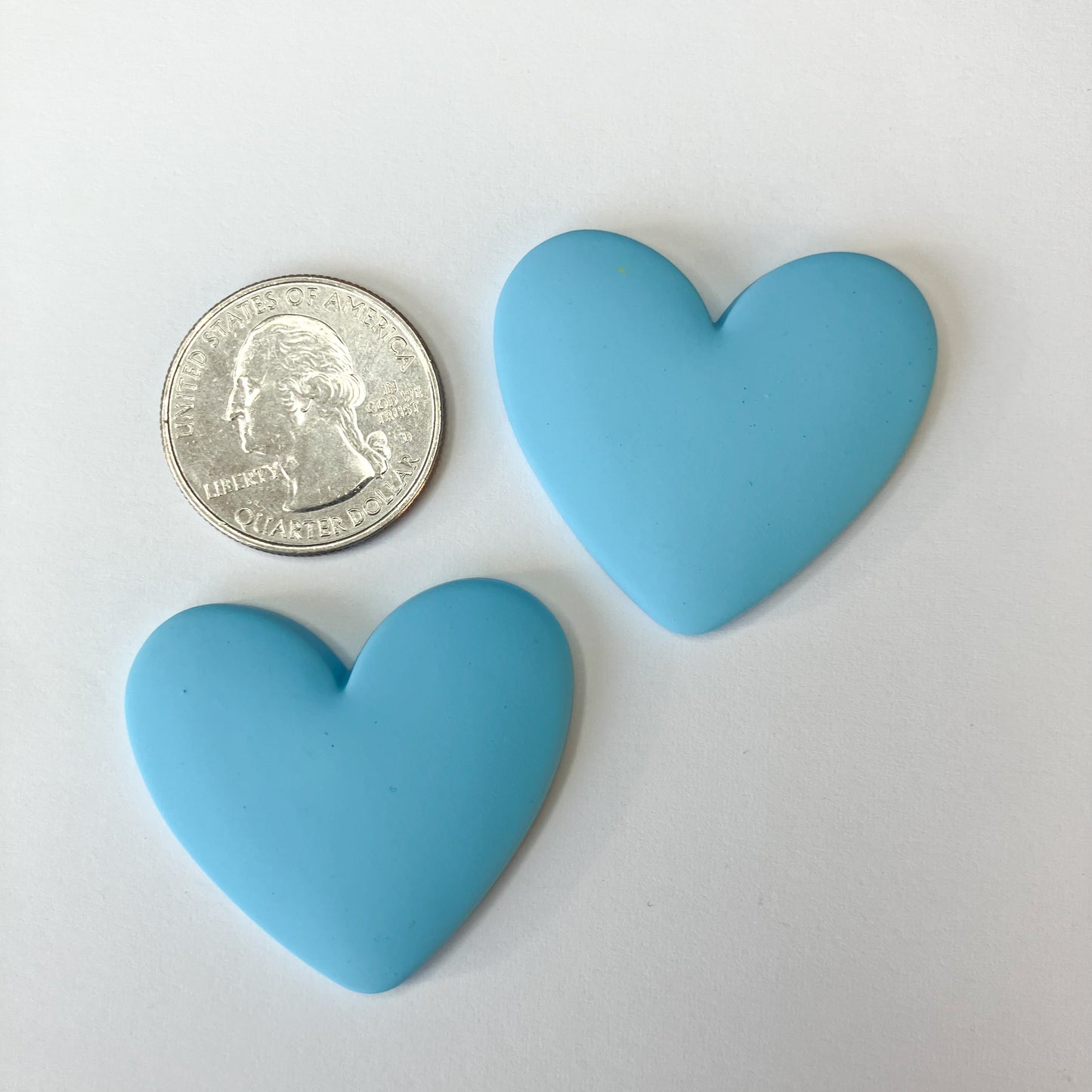 Light Blue Flatback Resin Heart Cabochons – Set of 2