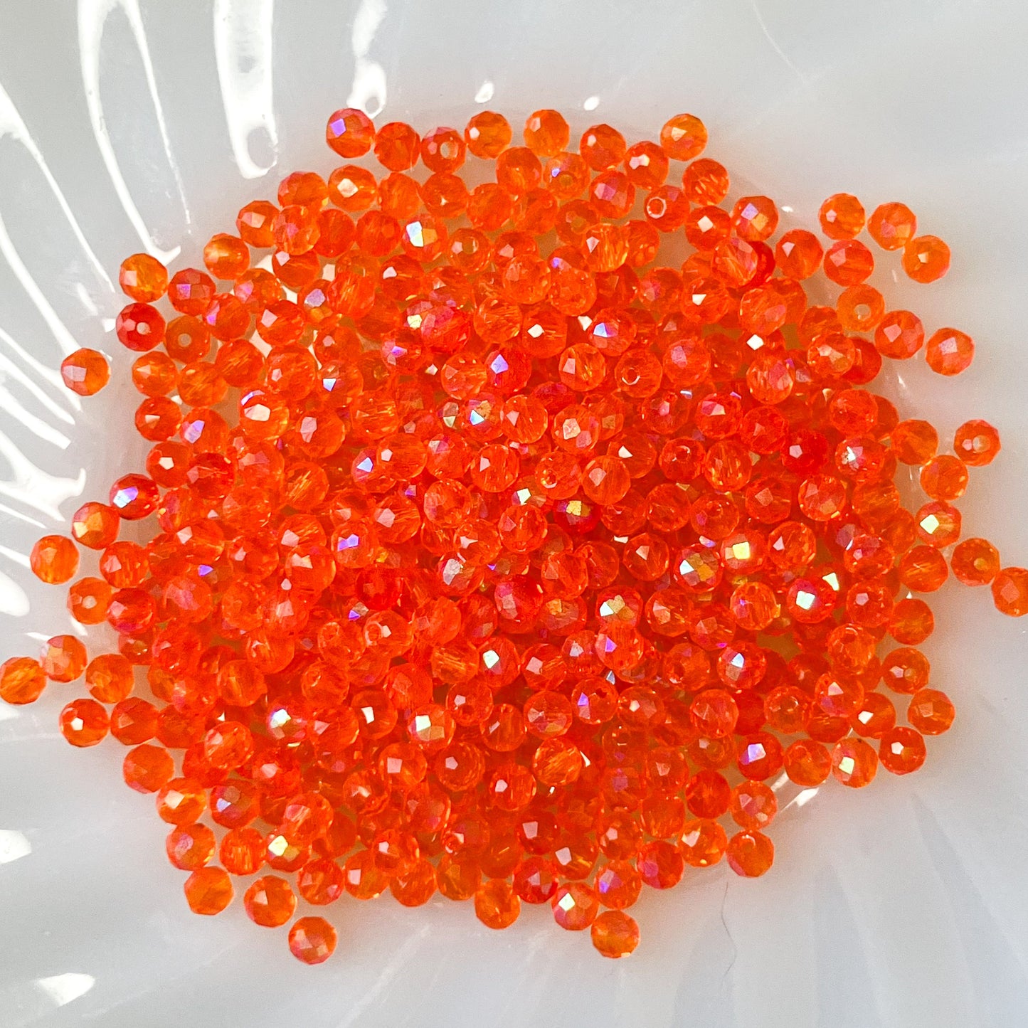 3mm Orange Multifaceted Bead