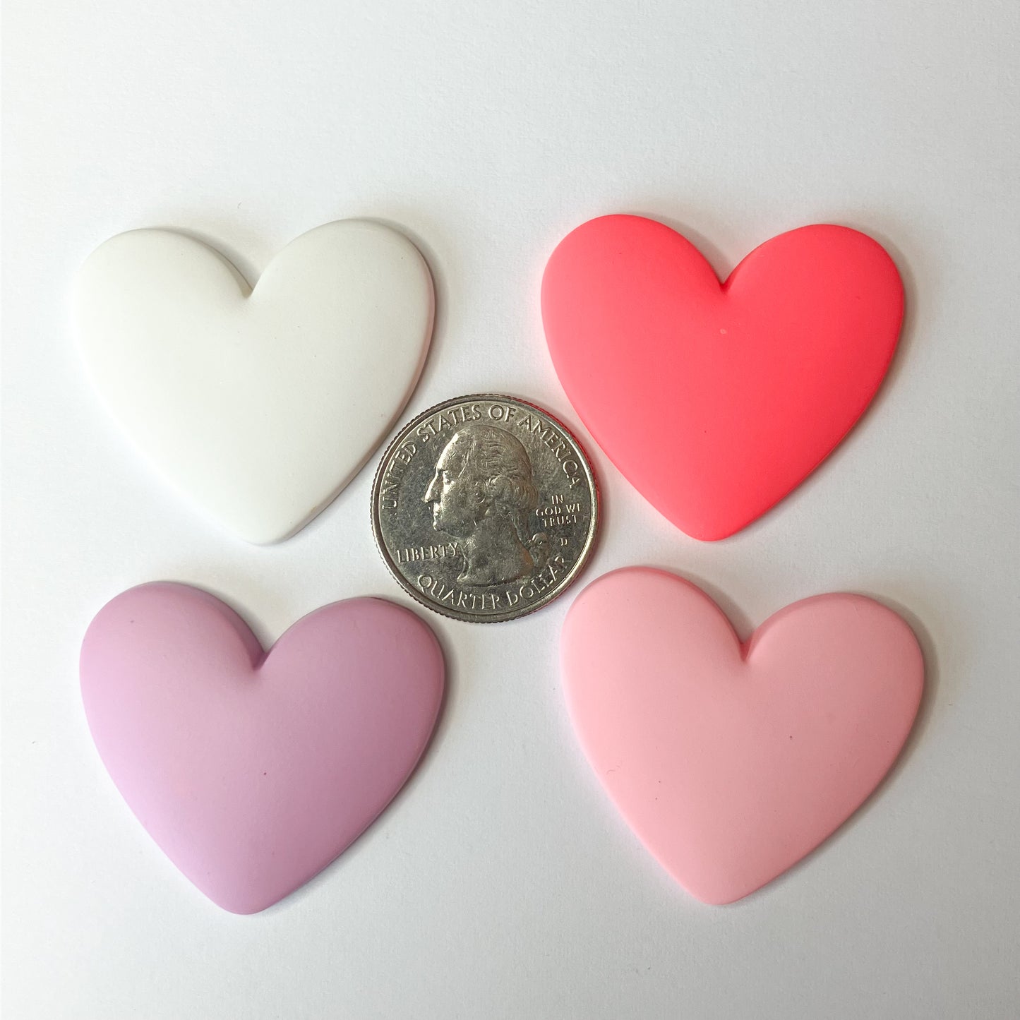 Multicolor Flatback Resin Heart Cabochons – Set of 4
