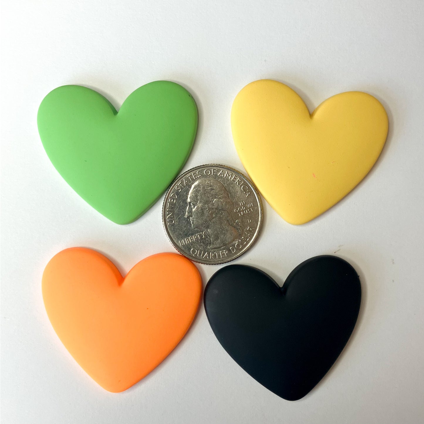 Multicolor Flatback Resin Heart Cabochons – Set of 4