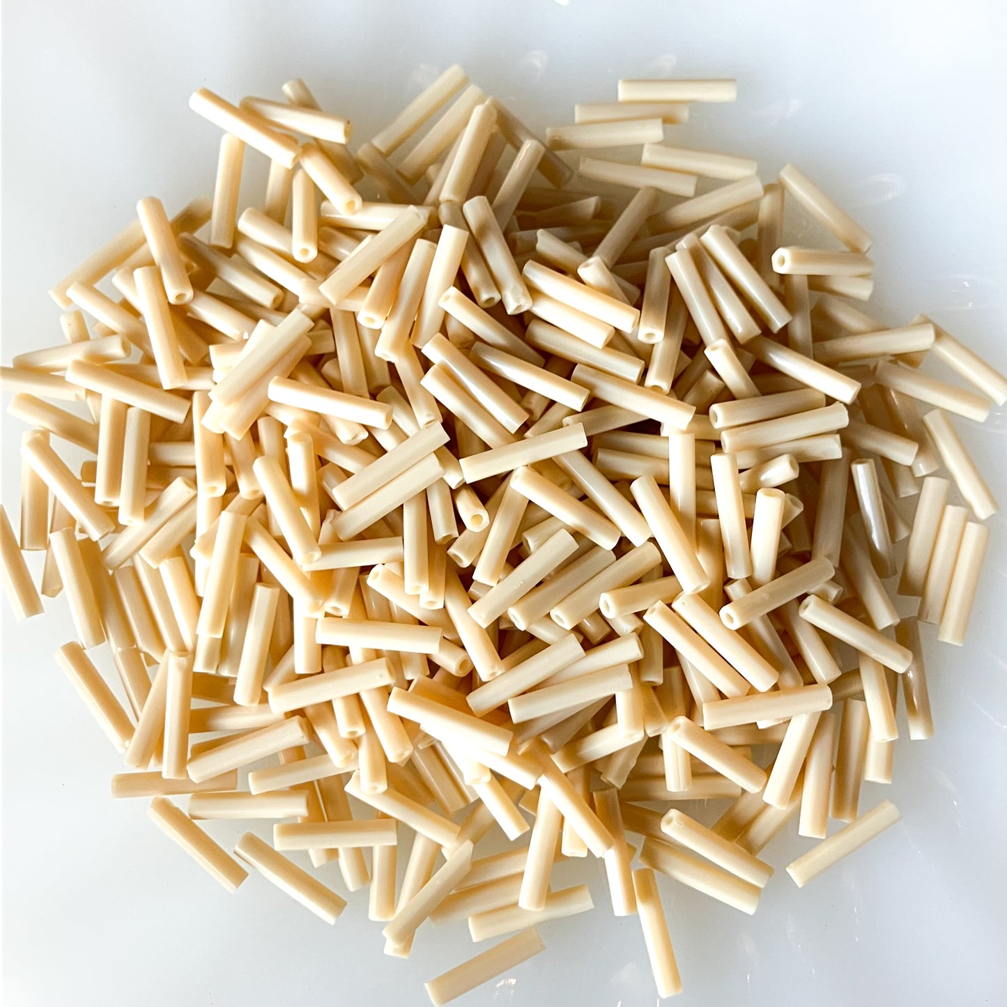 1/2" Tan Glass Bugle Beads – 50g Pack