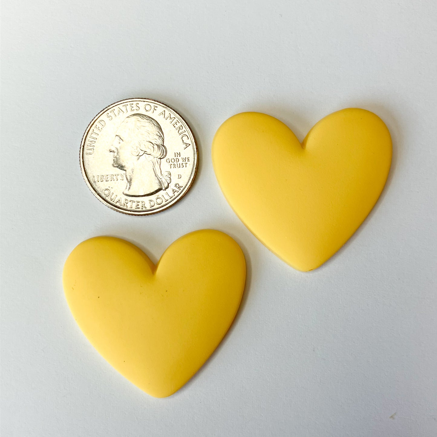 Yellow Flatback Resin Heart Cabochons – Set of 2