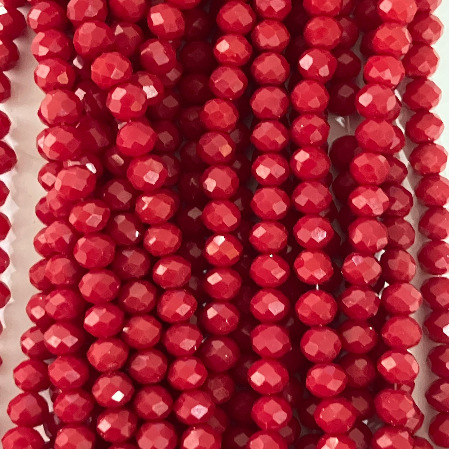 6mm Opaque Deep Red Crystal Beads (1 Strand, ~80 Beads)