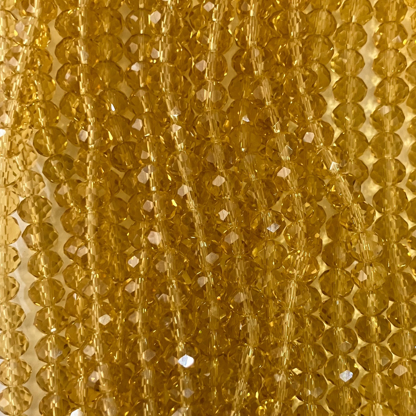 6mm Transparent Yellow Crystal Beads (1 Strand, ~80 Beads)