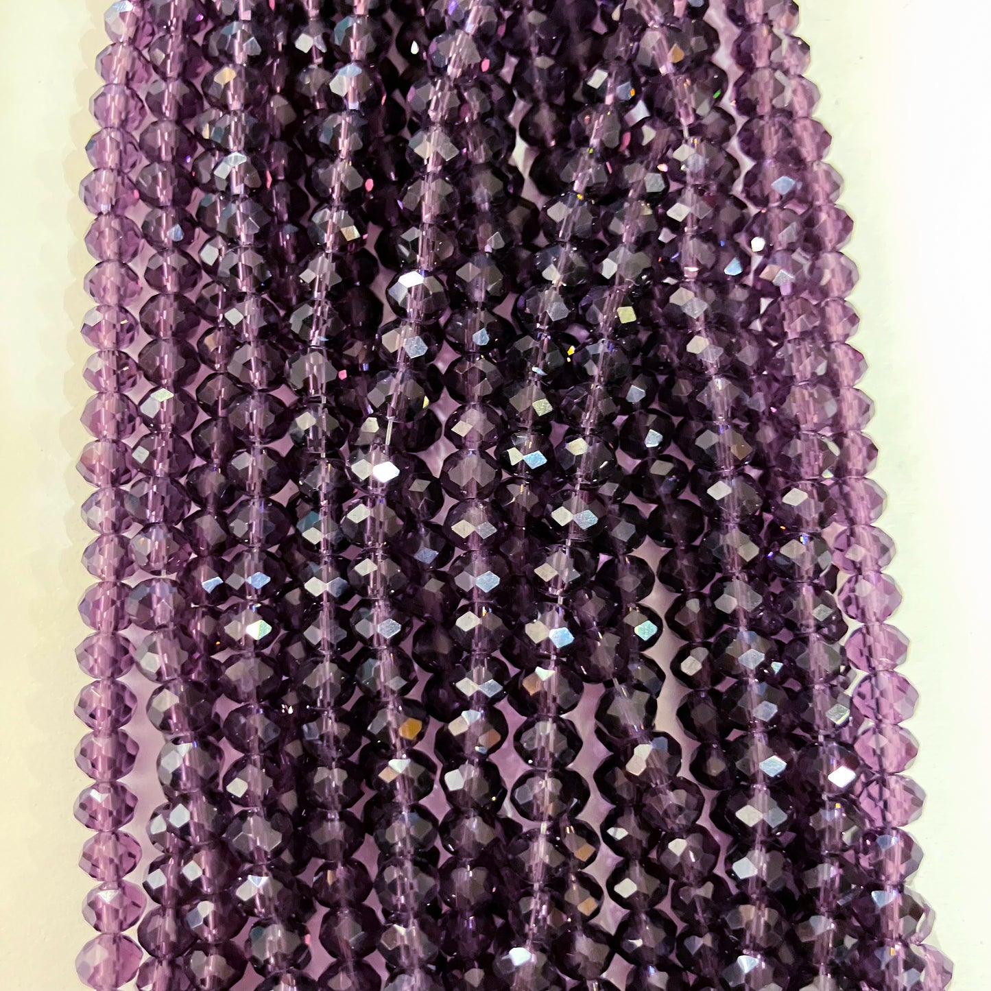6mm Transparent Purple Crystal Beads (1 Strand, ~80 Beads)