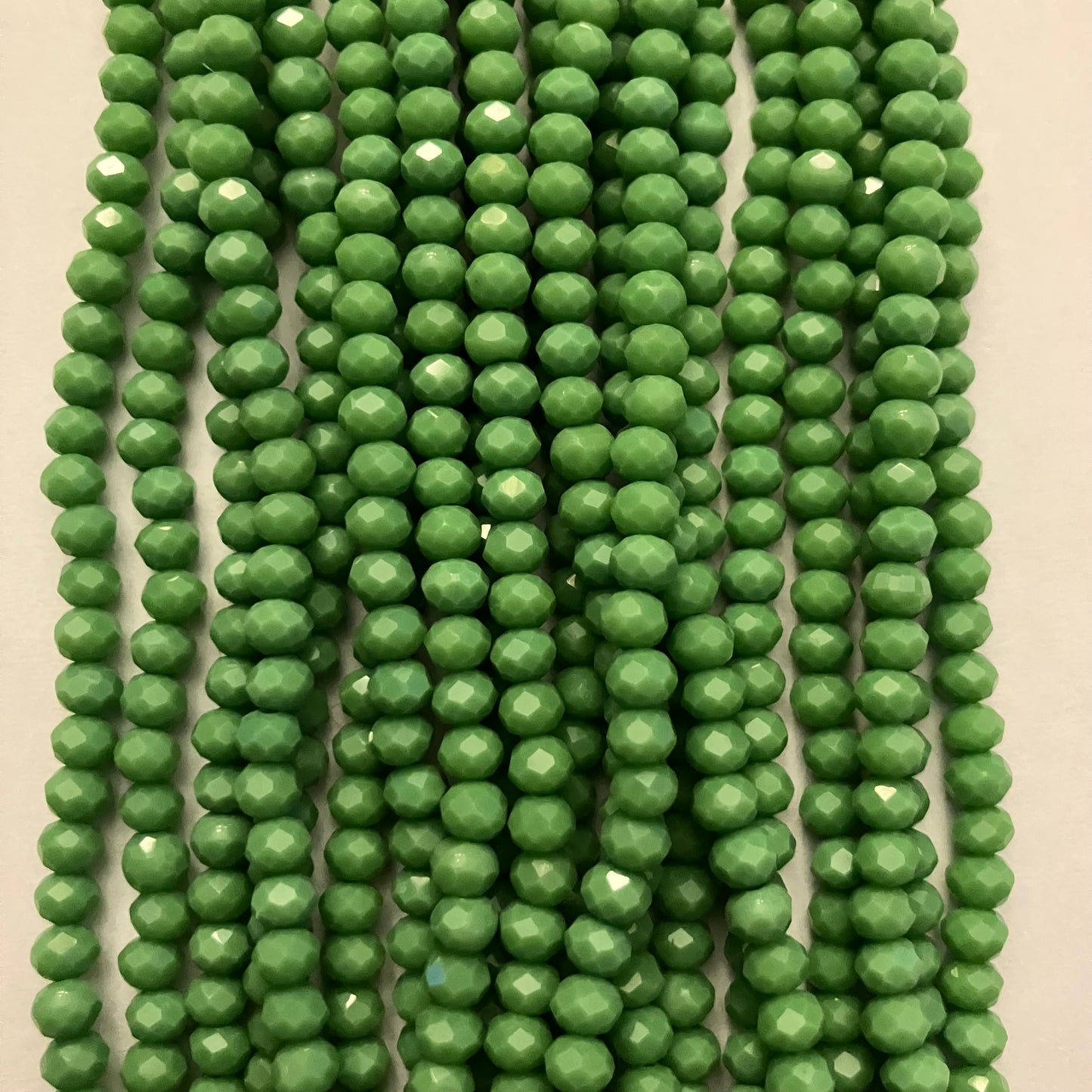 4mm Opaque Green Crystal Beads (1 Strand, ~125 Beads)