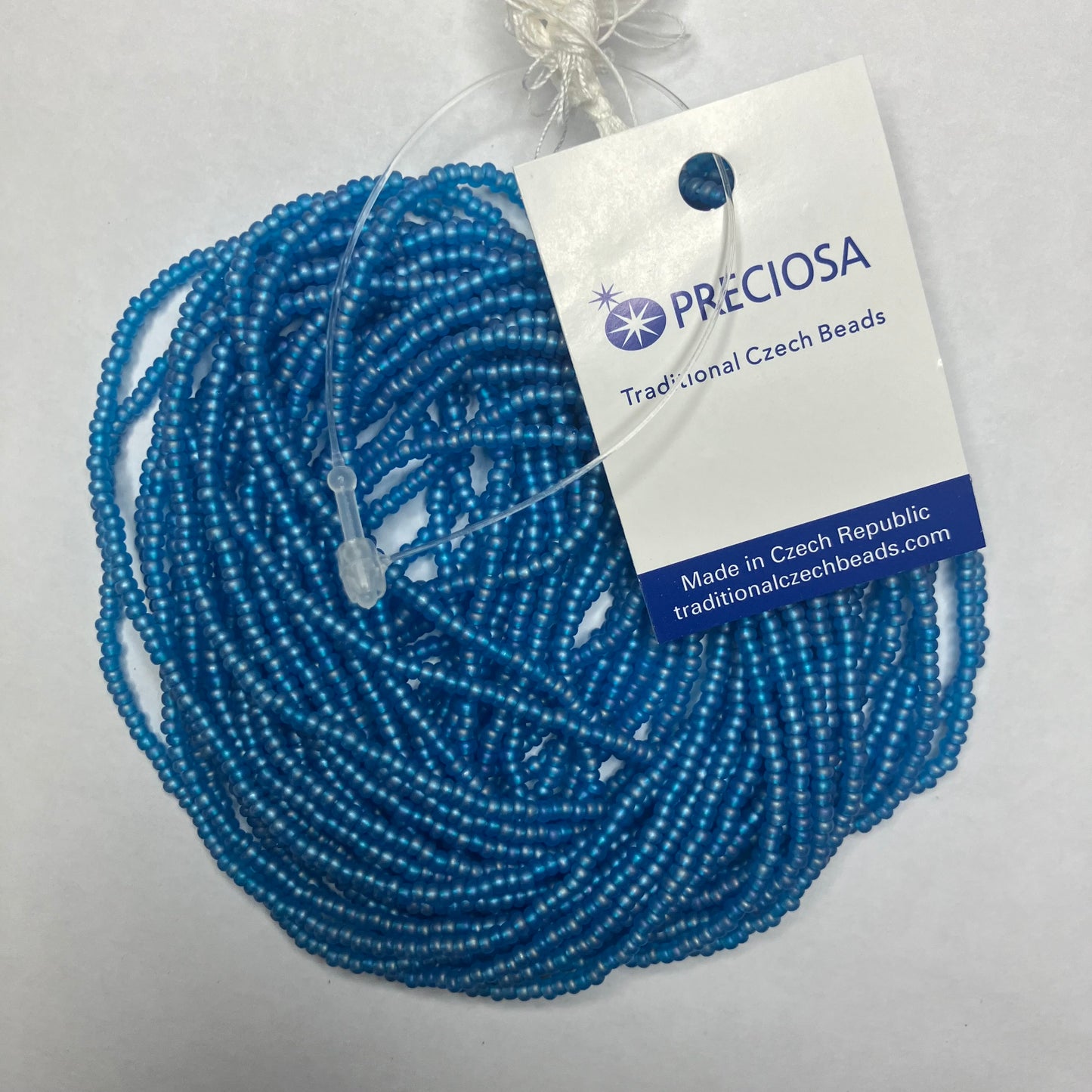 11/0 Aqua Matte AB Czech Seed Beads - Hank: 12 Strings