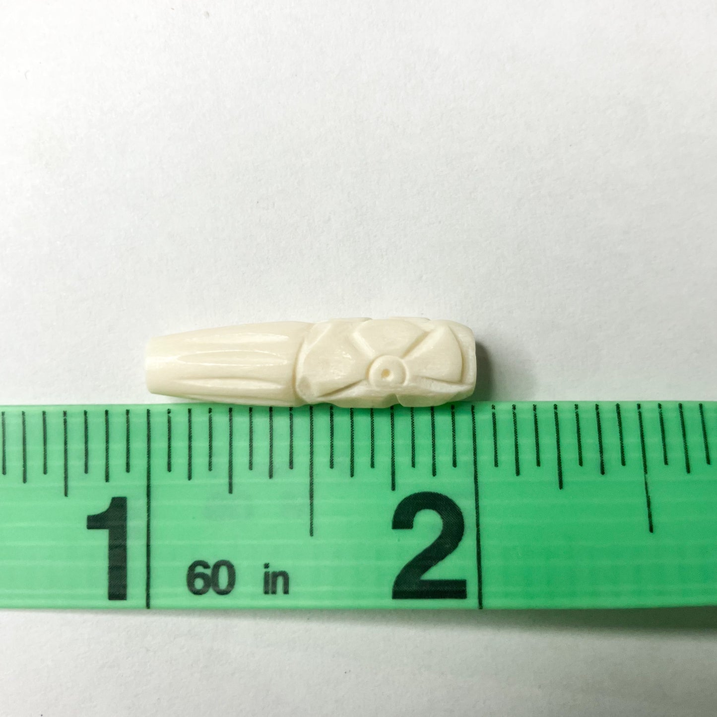 Set of 10 Carved Bone Beads with Floral Design