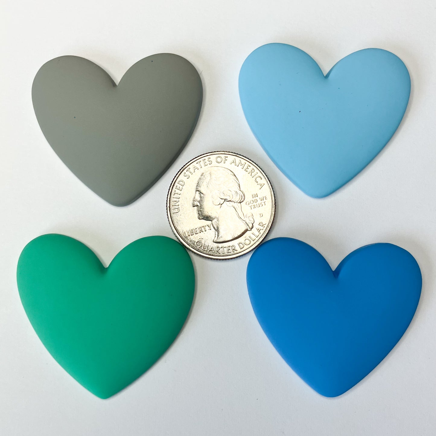 Flatback Resin Heart Cabochons – Set of 4