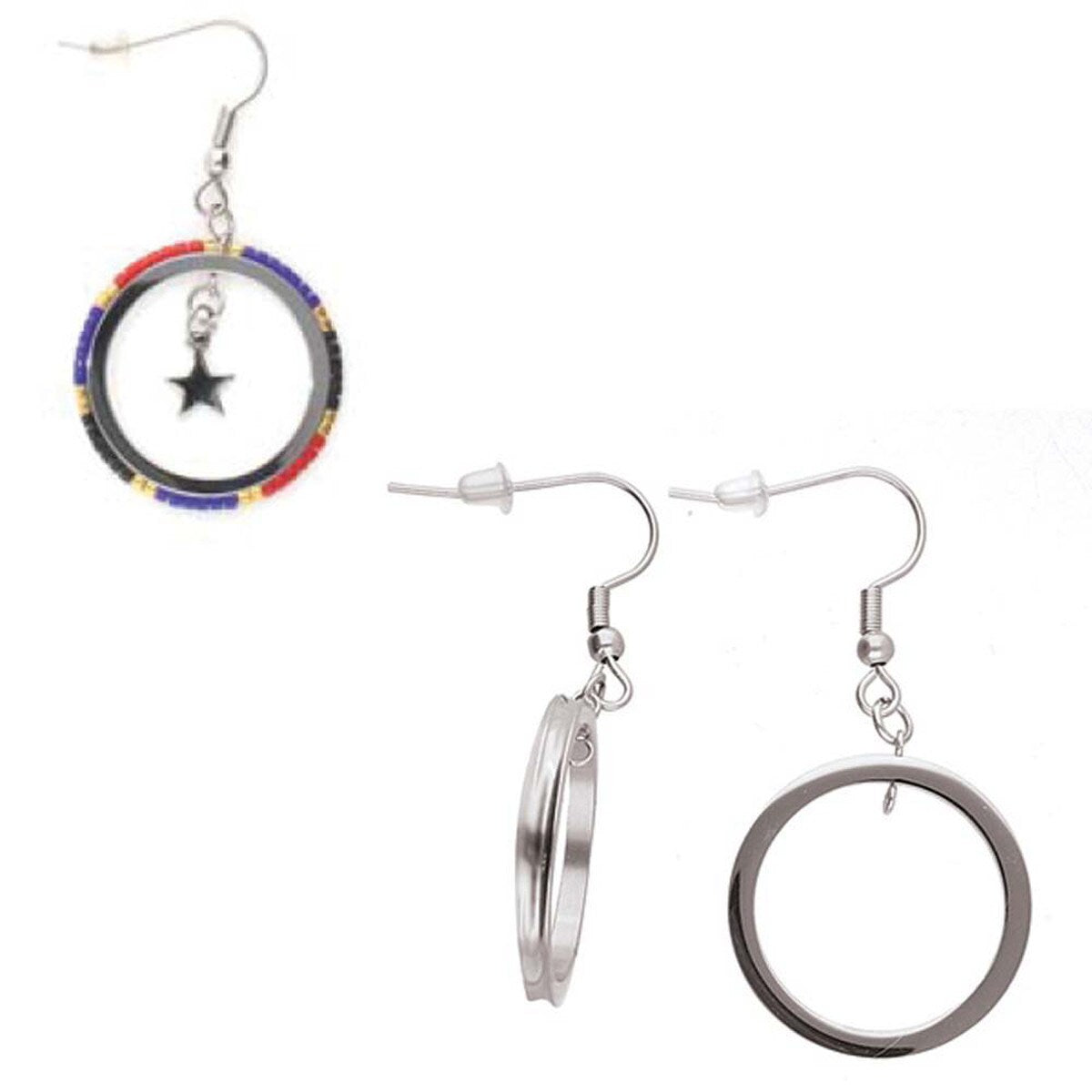 Silver Centerline Earring Blanks  with Ball – Set of 2