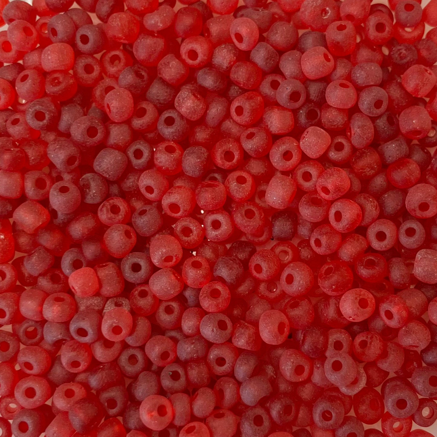 6/0 Frosted Red Seed Beads ā 50g Bag