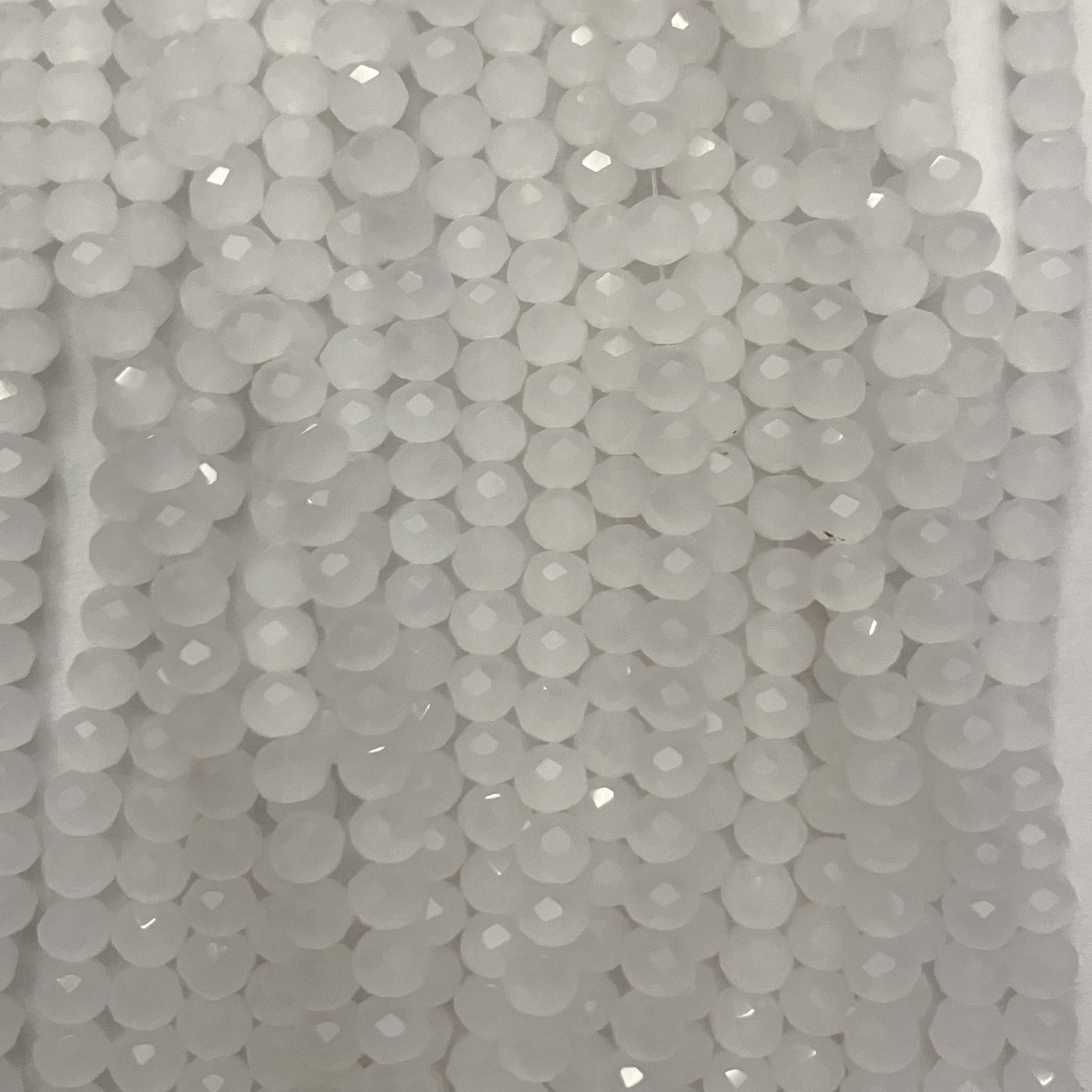 4mm Frosted White Crystal Beads (1 Strand, ~125 Beads)