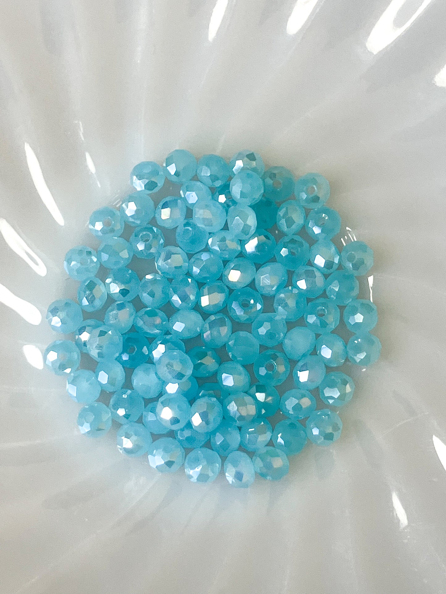 6mm Light Blue Glass Rondelle Beads – 15g Pack