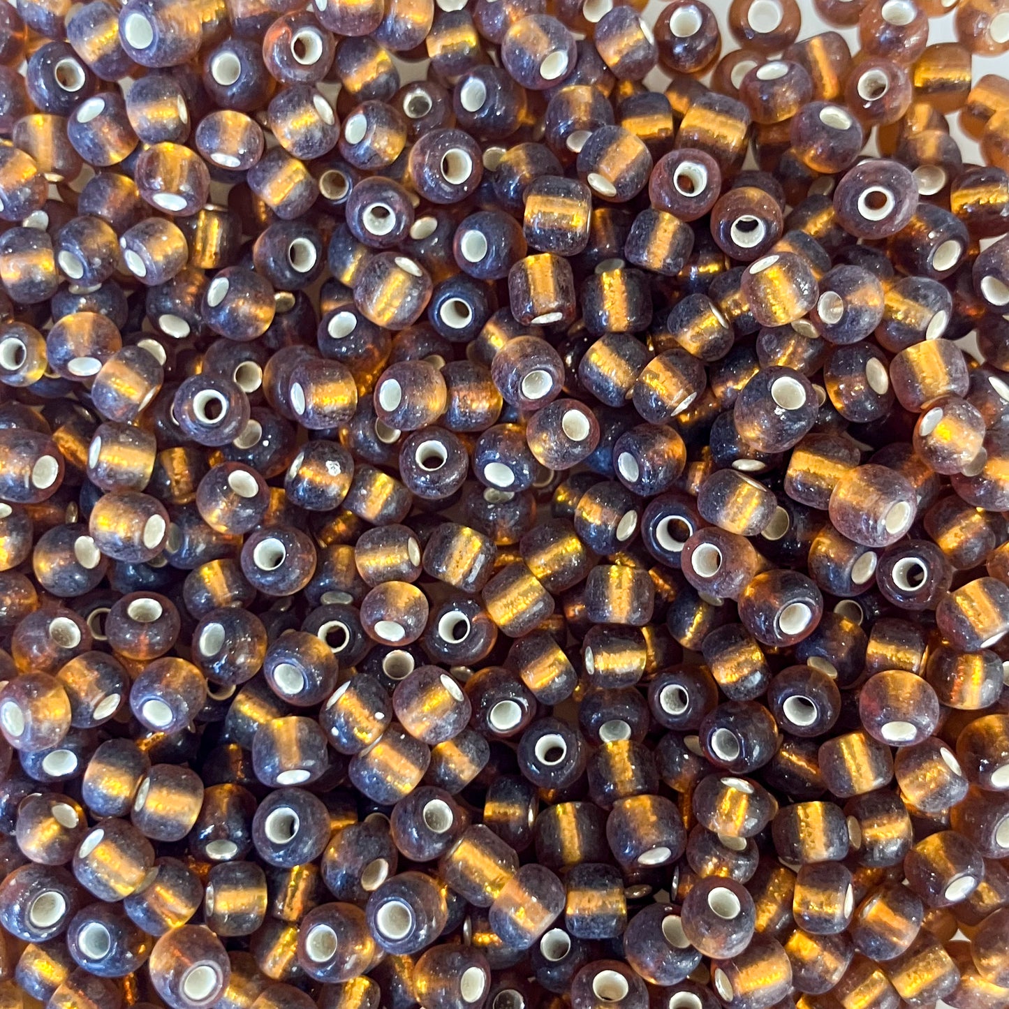 6/0 Brown Transparent Silver-Lined Seed Beads – 50g Pack