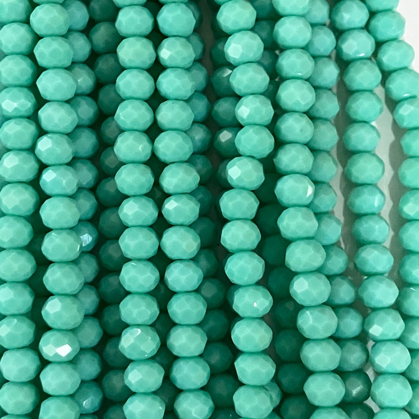 6mm Opaque Teal Crystal Beads (1 Strand, ~80 Beads)