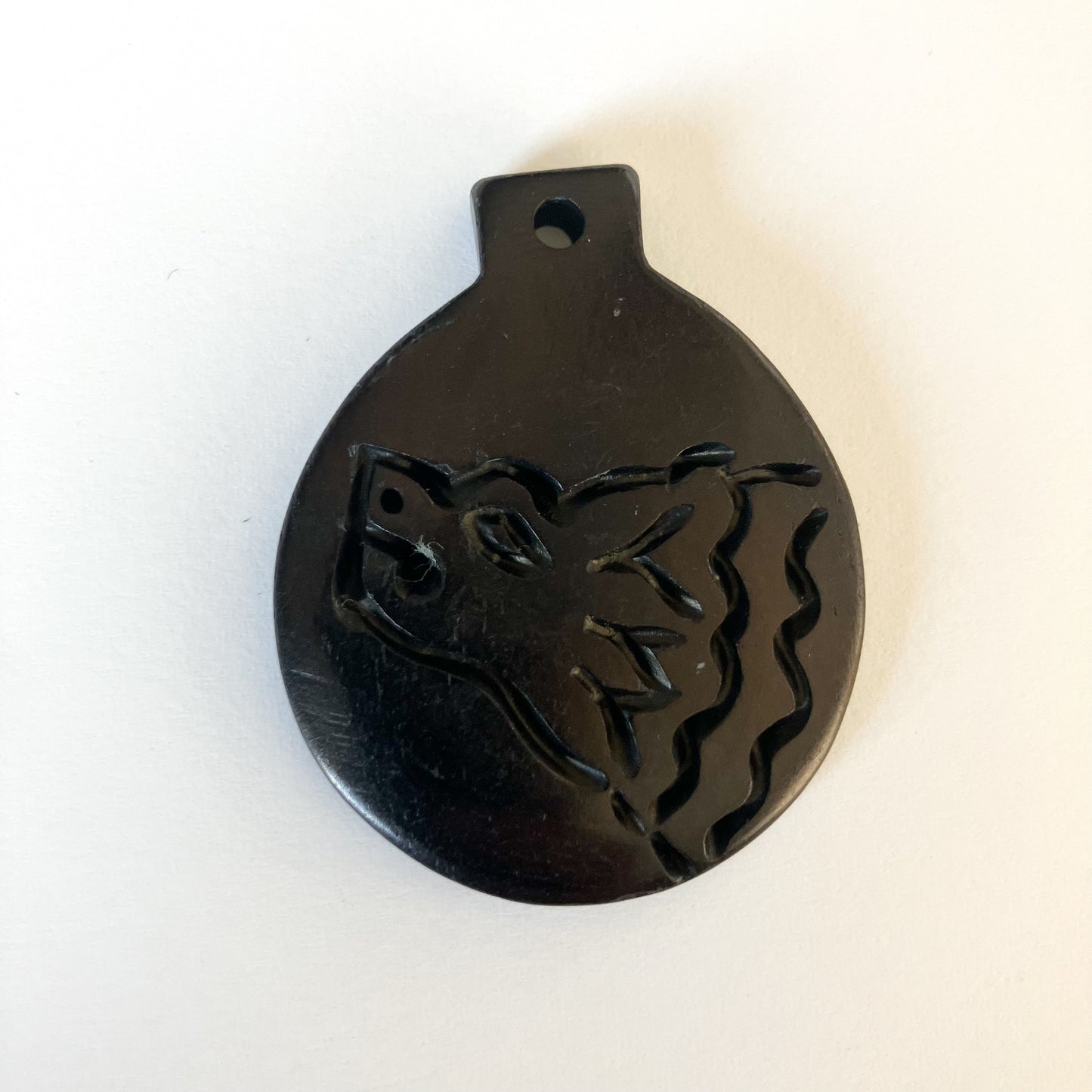 Wolf Bone Pendant – Black (1.5 x 2 in)