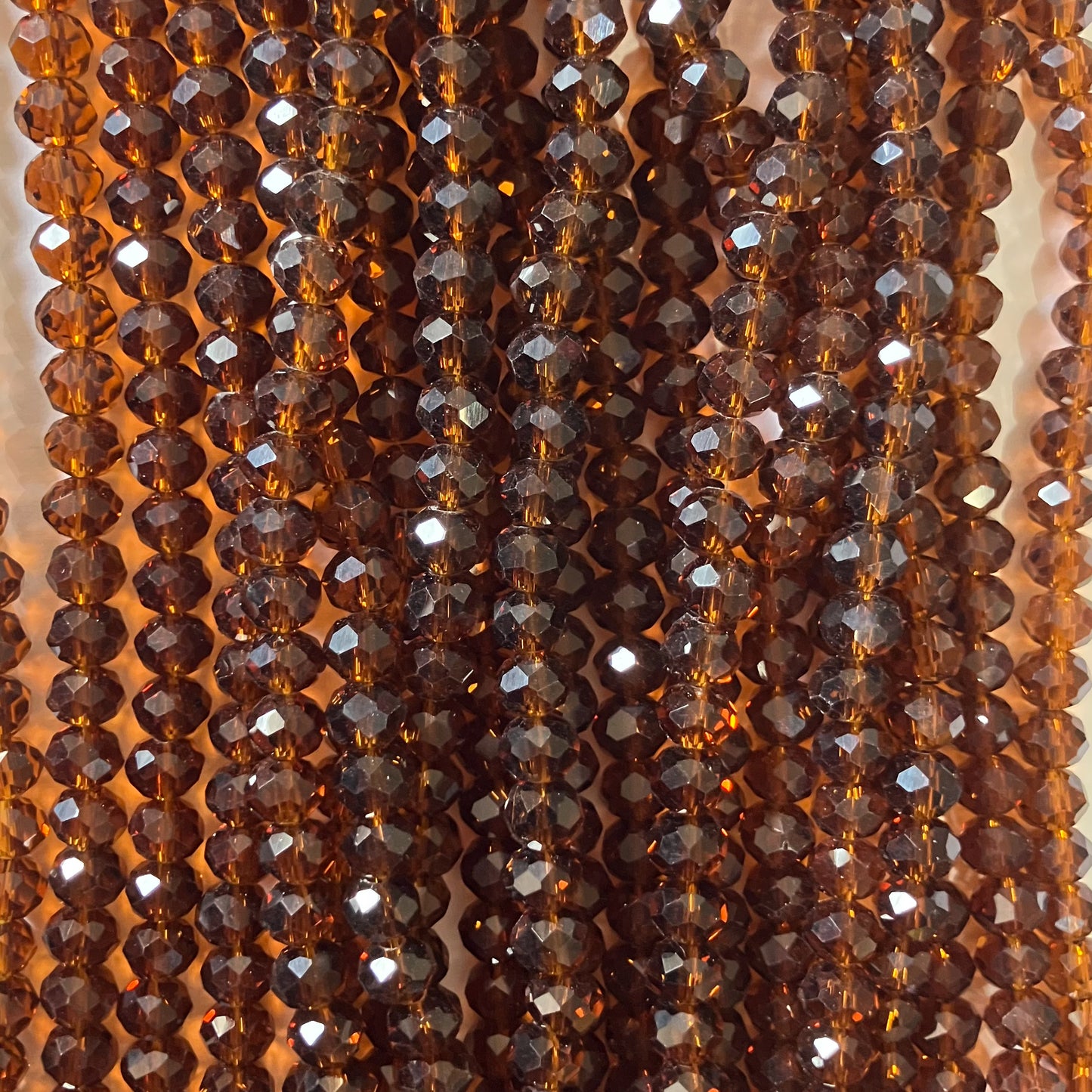 6mm Transparent Brown Crystal Beads (1 Strand, ~80 Beads)