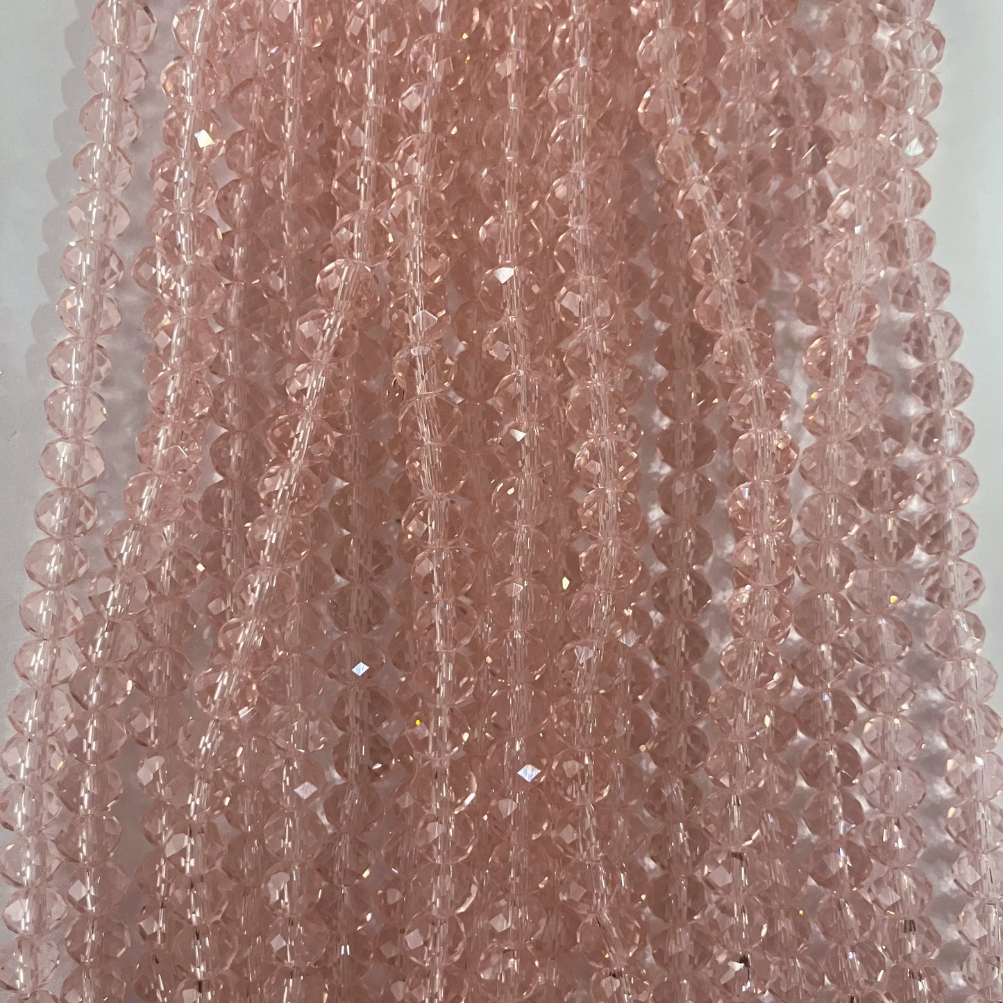 6mm Transparent Pink Crystal Beads (1 Strand, ~80 Beads)