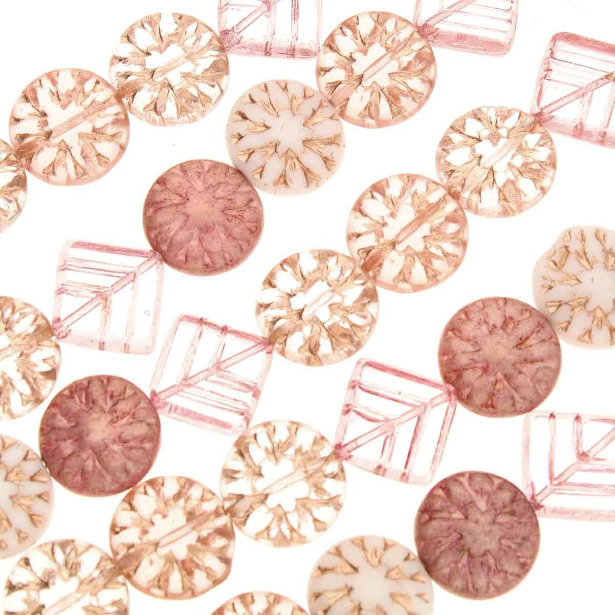 Pink Starburst Bead Strand – Czech Glass