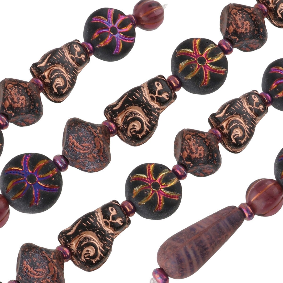 Copper Cat Mix Bead Strand – Czech Glass