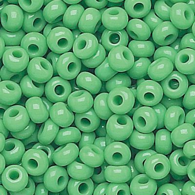 11/0 Light Green Opaque Czech Seed Beads - Hank: 12 Strings