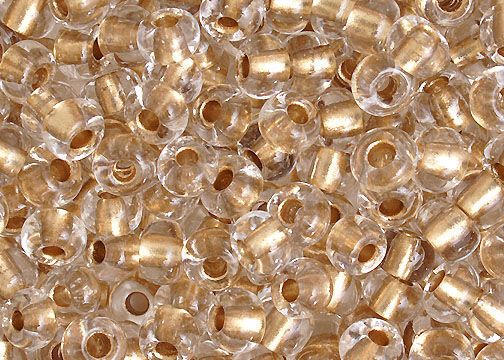 11/0 Crystal Gold Line Czech Seed Beads - Hank: 12 Strings
