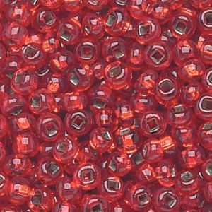 11/0 Light Ruby Silver-Lined Czech Seed Beads - Hank: 12 Strings