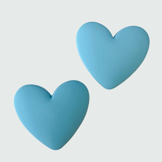 Light Blue Flatback Resin Heart Cabochons – Set of 2