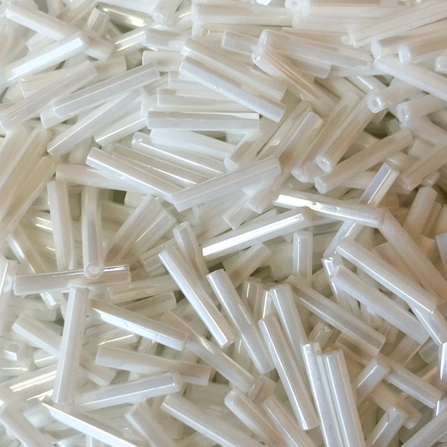 1/2" White Bugle Beads – 50g Pack of Sleek, Elegant Shine