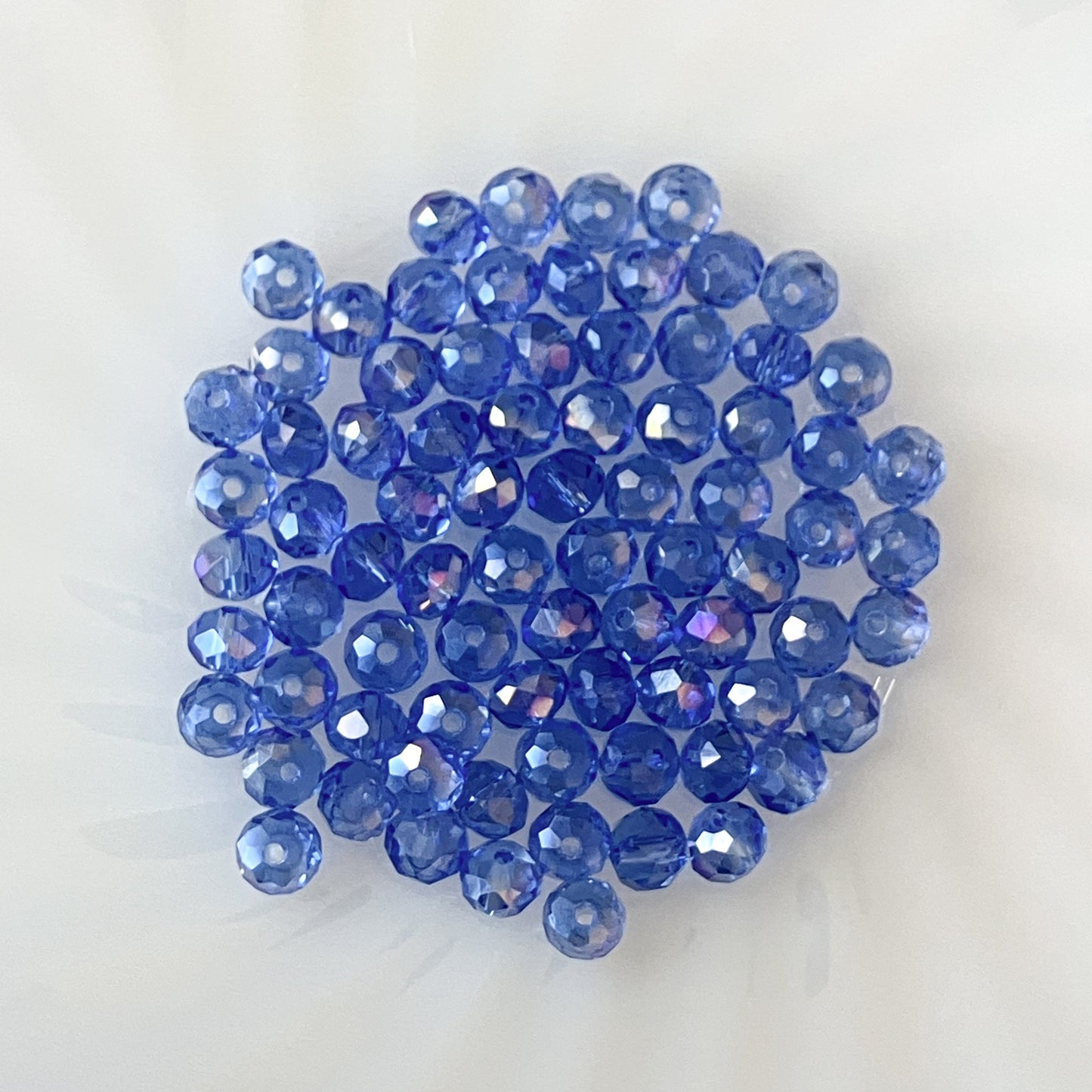 6mm Transparent Blue Glass Rondelle Beads – 15g Bag
