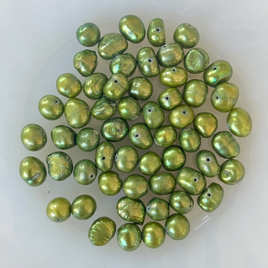 Set of 65 Green Freshwater Pearls