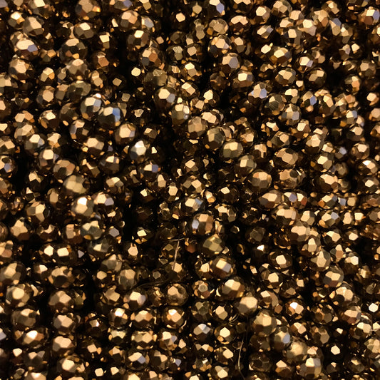 4mm Metallic Copper Crystal Beads (1 Strand, ~125 Beads)