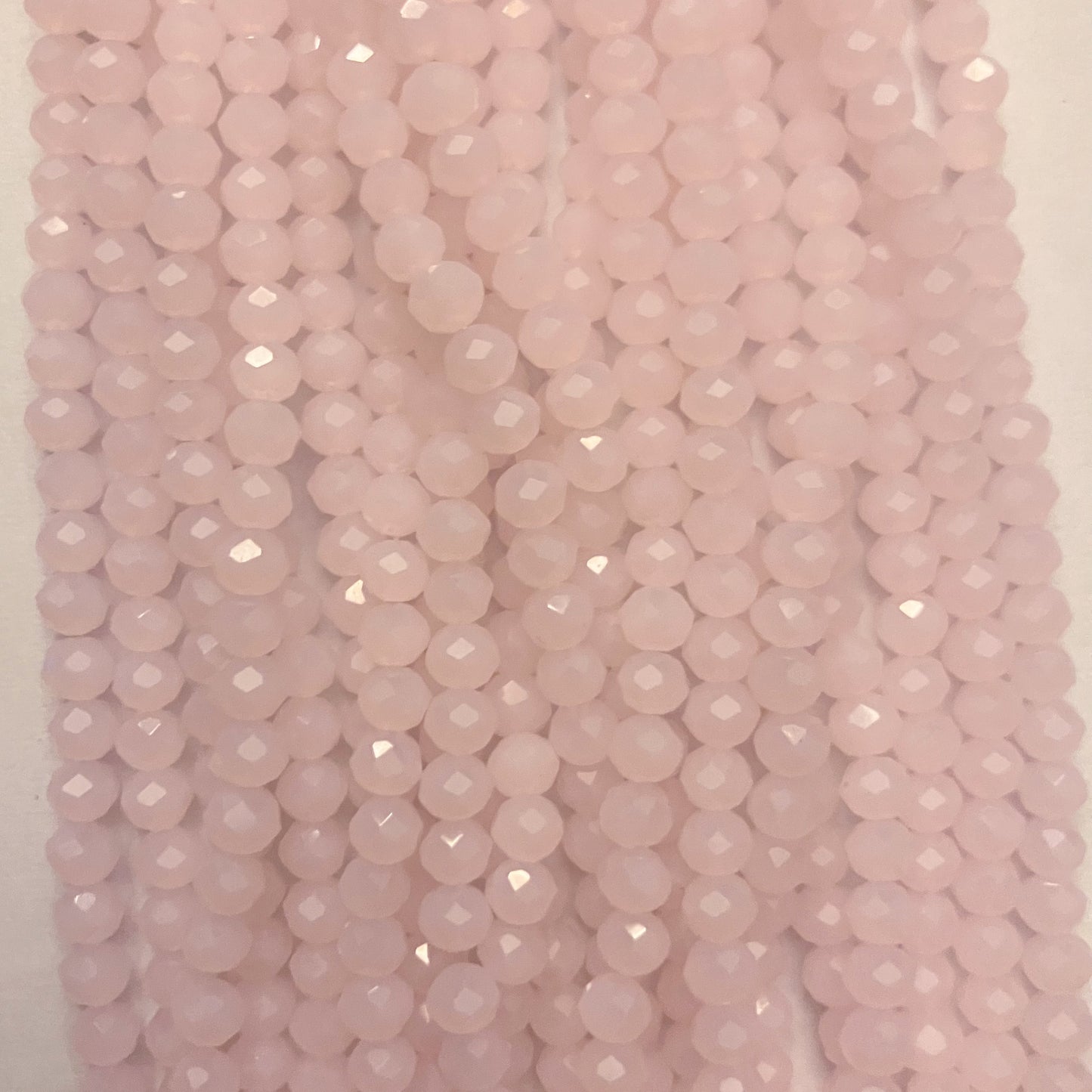4mm Frosted Pink Crystal Beads (1 Strand, ~125 Beads)